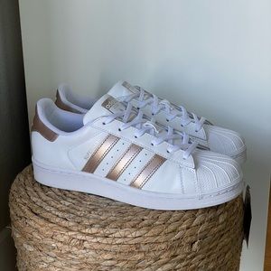 Rose Gold Adidas Shoes 